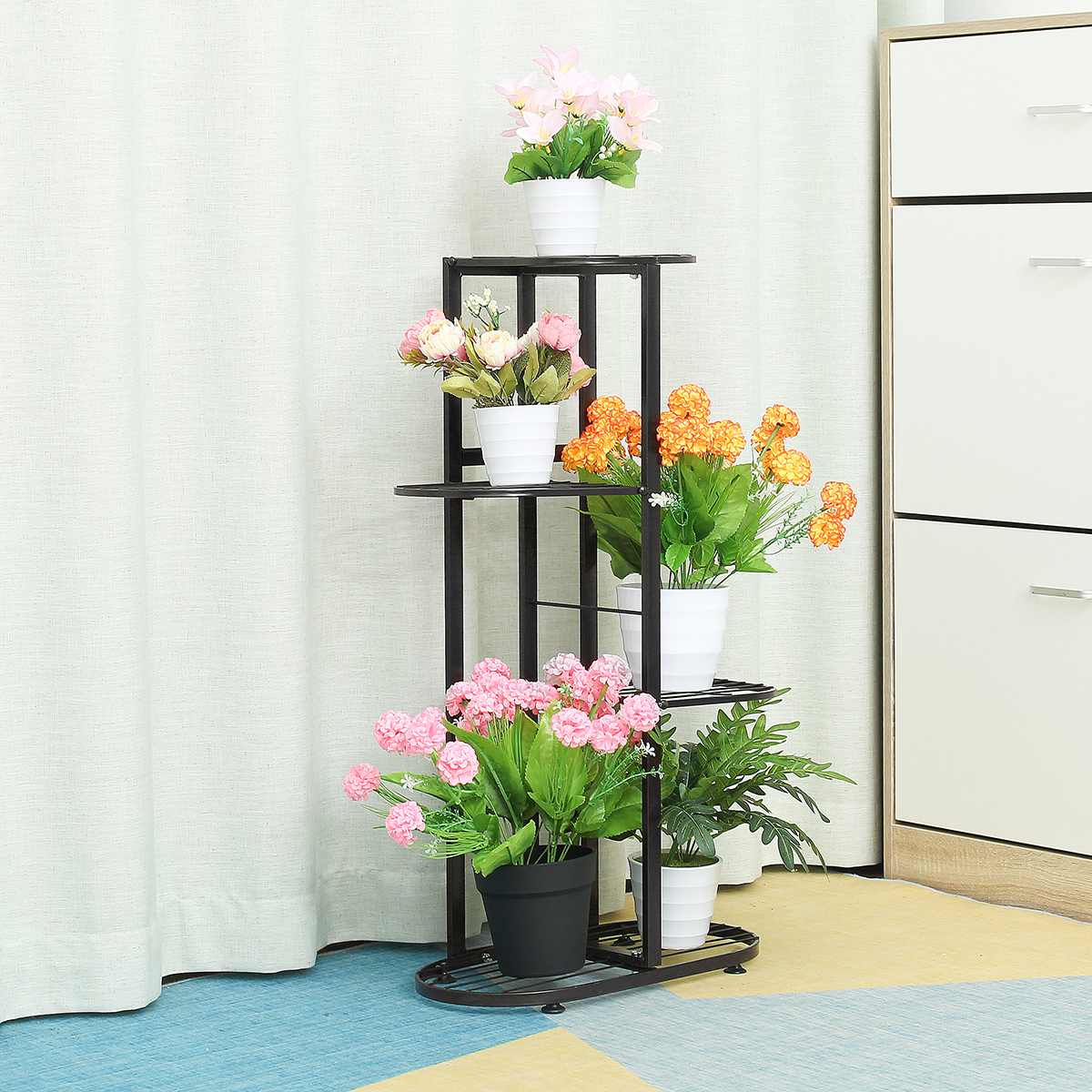 5 Ebene Metall Pflanze Stand Blume Gestell Topf Lagerung Gestell Anzeige Regal Halfter Haus drinnen draussen Garten Anlage verwöhnen
