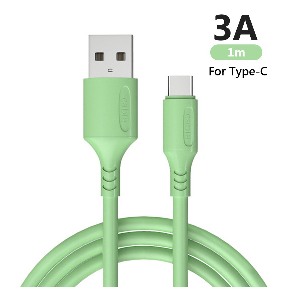 1m 3A USB Typ-C Android Mikro Flüssigkeit Silikon Schnelle Ladekabel Daten synchronisieren Für IPhone Samsung Huawei ehre Xiaomi Redmi: For art C grün