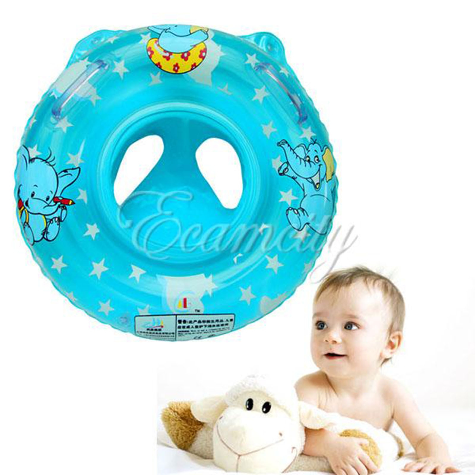 Inflatable Baby Swimming Float Ring Children Waist Float Ring Cute Pool Toy Raft Chair: Blue