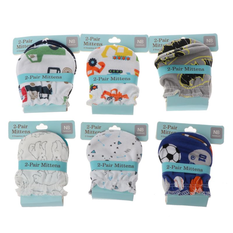 2Pairs di trasporto di Modo Del Bambino Anti Graffi Guanti di Protezione Neonato Viso Cotone Scratch Mittens