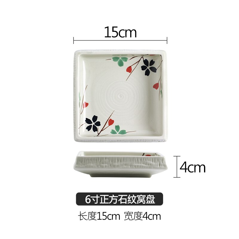 Square Stone Pattern Ceramic Dinner Plates Kitchen Dinner Set Plates and Dishes Japanese Food Sushi Plate Home Breakfast Plate