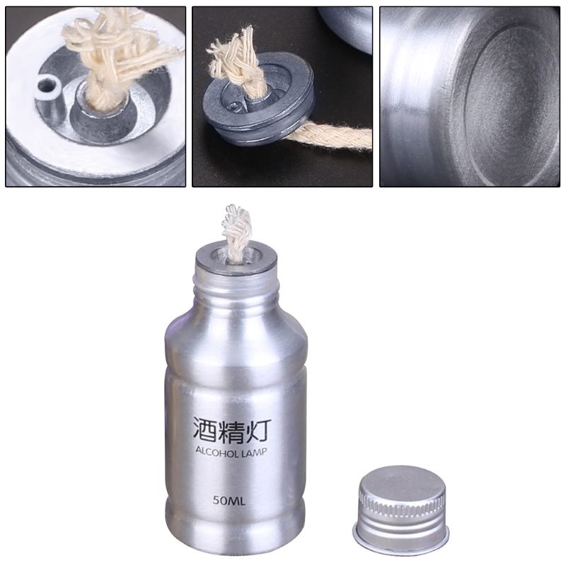 Portable Mini 50ml Aluminum Alloy Alcohol Burner Lamp Chemistry Lab Equipment