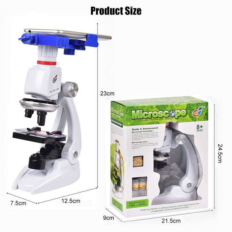 1200X Student Monocular Biological Microscope Set LED Home School Science Educational For Kids Child Lab Optical Instruments: Default Title