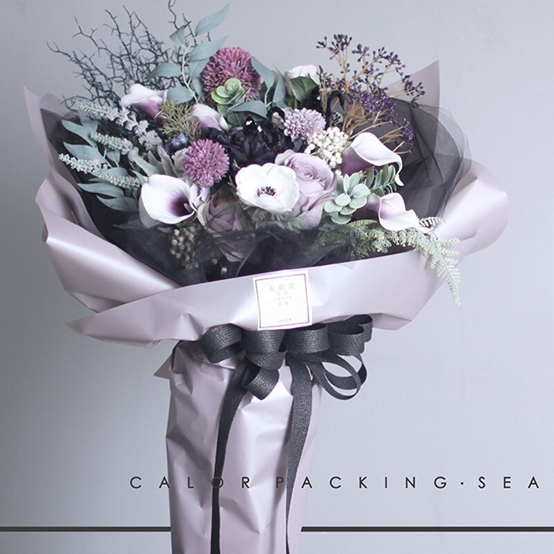20Pcs Koreaanse Cloud Brokaat Zijde Satijn Textuur Film Opp Bloem Inpakpapier Boeket Bloemen Bloem Winkel Materialen