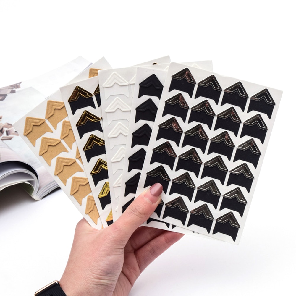 5 ark fotohjørner selvklæbende fotomontagemærkat papir hjørneklister til scrapbooking album mejeri (hvid)  #21