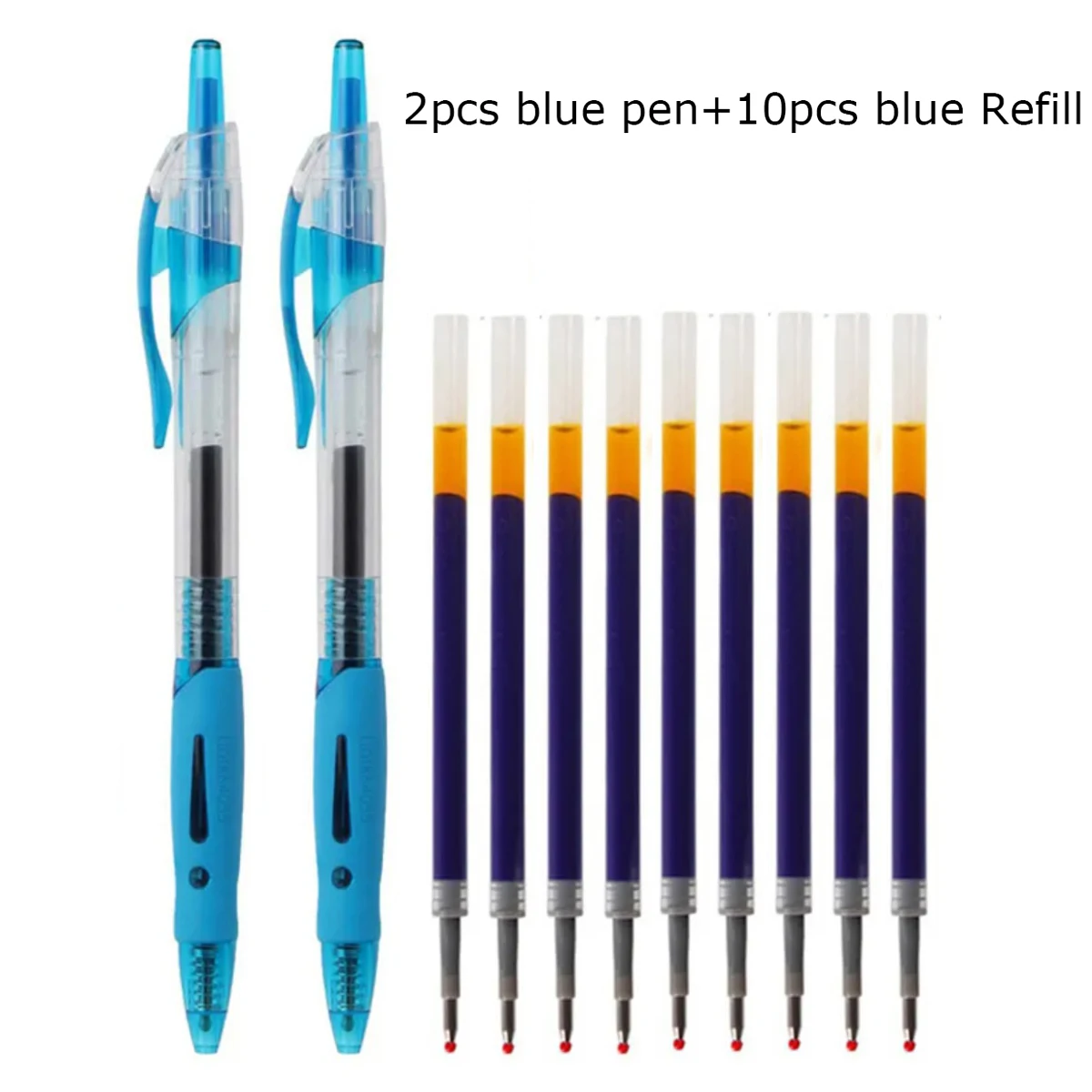 Juego de plumas de Gel retráctiles de 0,5mm, bolígrafo de tinta negra/azul, escritura, firma de negocios para oficina, suministros escolares para niños, papelería, 12 Uds.: Azul