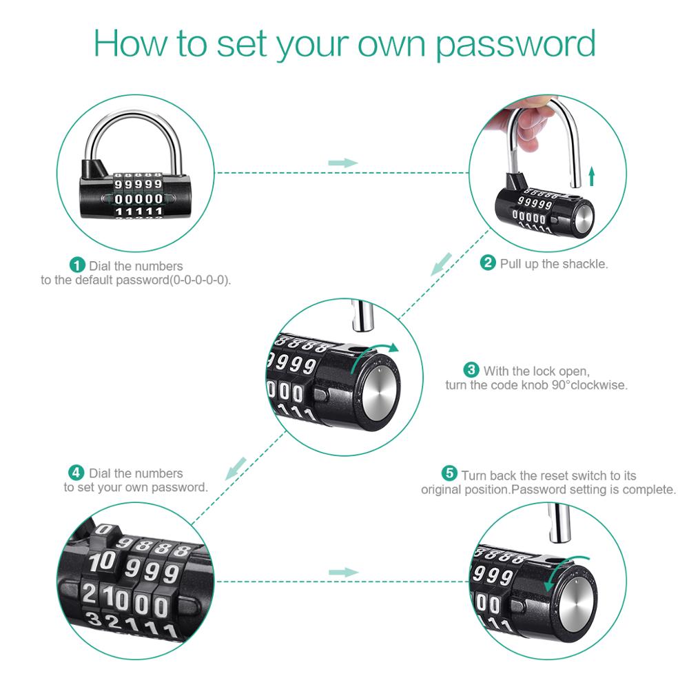 ORIA 5 Digit Lock Padlock Safety Lock Door Luggage Locker Code Locks Combination Outdoor Bag Bicycle Window Security Padlock