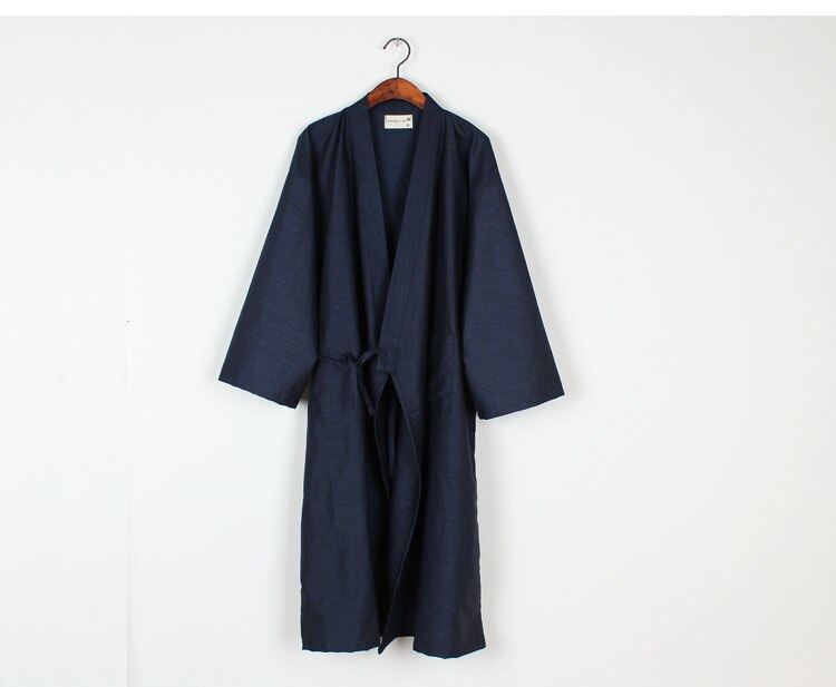 Bomuldsgasbind kimono mænds badekåbe blød letvægts yukata mænd peignoir morgenkåbe til mænd: Blå / M