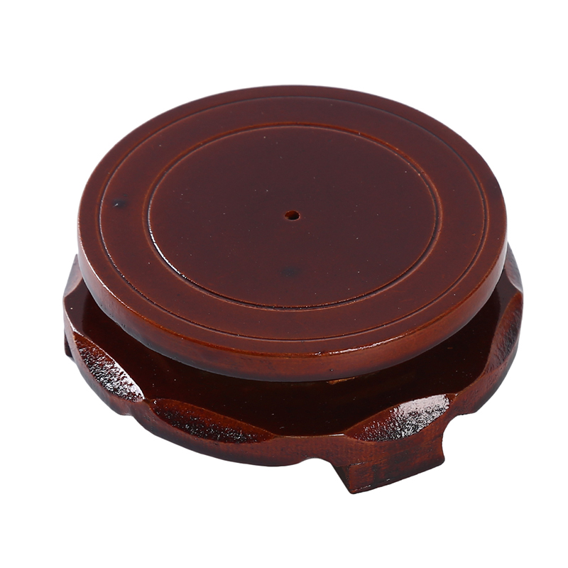 Base giratoria de madera para acuario, florero redondo de cerámica, Base de piedra, tetera, marco de madera, soporte para decoración del hogar, 1 ud.: 12cm