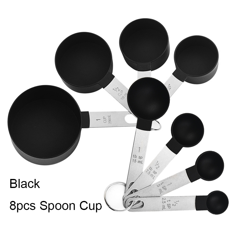 4/8 uds/1 Juego taza medidora cucharadita cuchara multiusos para azúcar pastel hornear harina taza medidora utensilio de medición de cocina para el hogar: Rojo