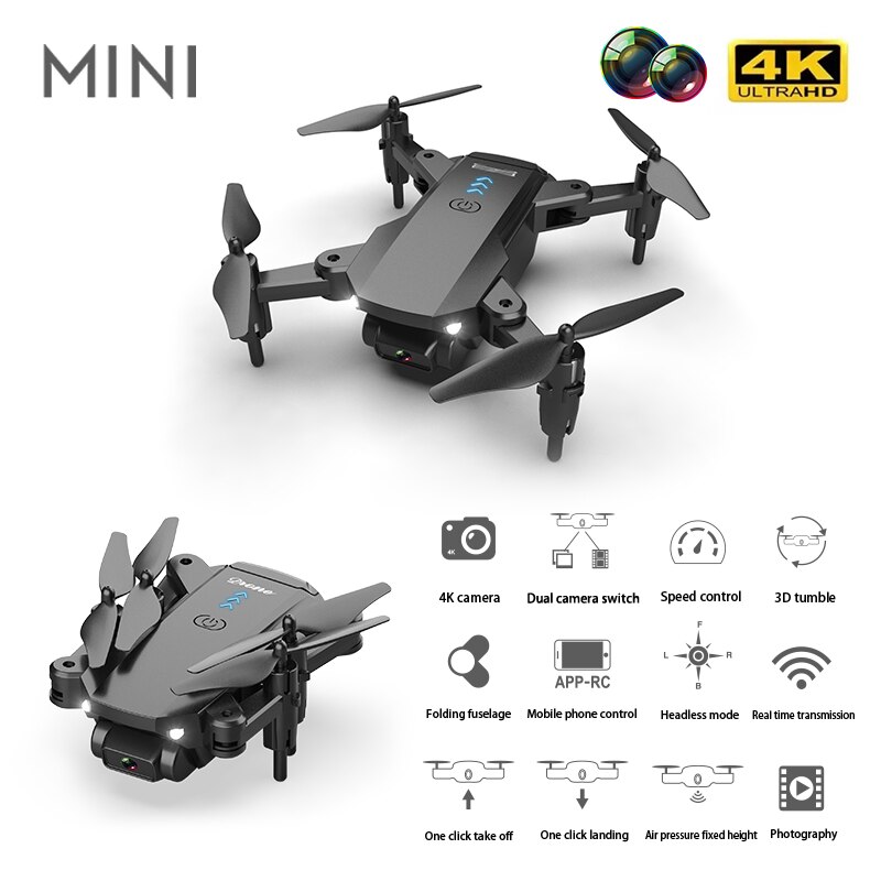 Rc Mini Drone Met 4K Hd Dual Camera Luchtfotografie Wifi Fpv Opvouwbaar Duurzaam Quadcopter Hoogte Hold Speelgoed Kerst