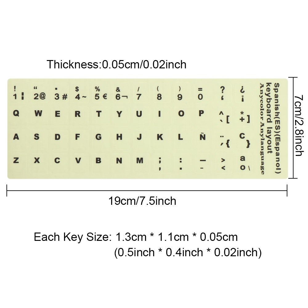 Luminous Keyboard Stickers Spanish/English/Russian/Arabic/French Language Letter Protective Film Alphabet Button Layout