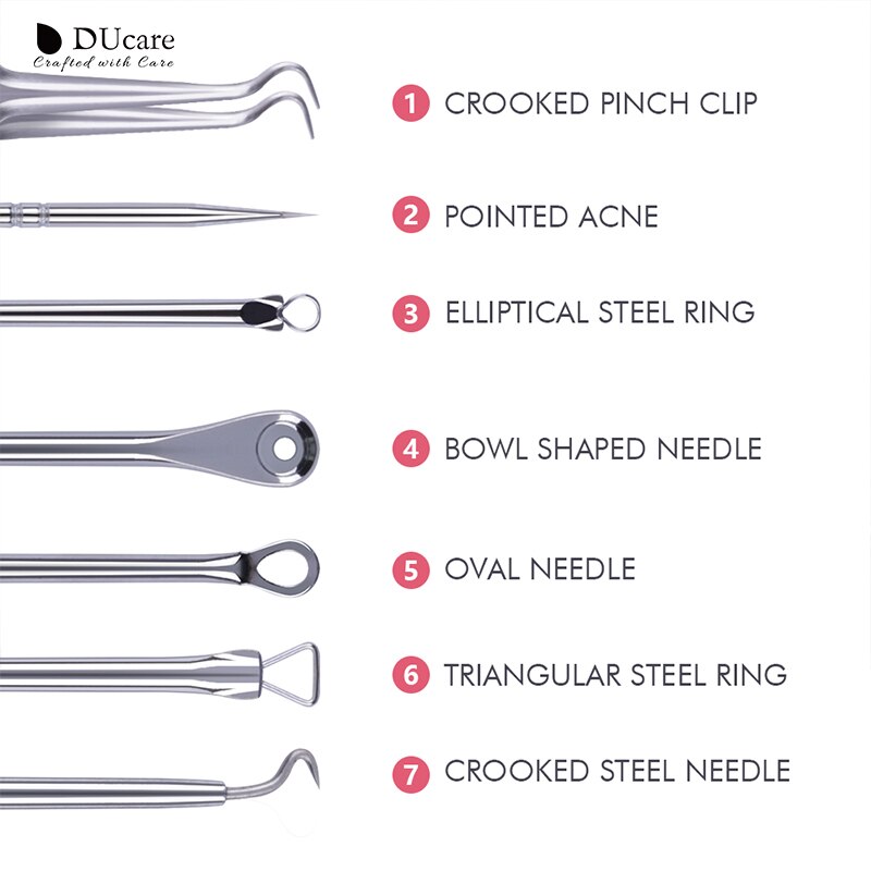 DUcare 4 PIÈCES Acné Comédons Enlèvement Aiguilles En Acier Inoxydable Pimple Extracteur Comédon Décapant Peau Soin Propre Outils Kit