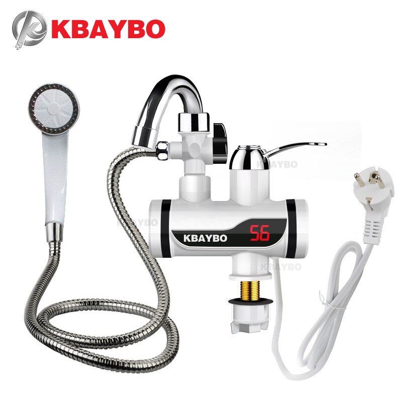 KBAYBO 3000W Electric Water Heater Instant Tankless Water Heater and cold water tap under let Kitchen sink Water Heating: Small Shower Package