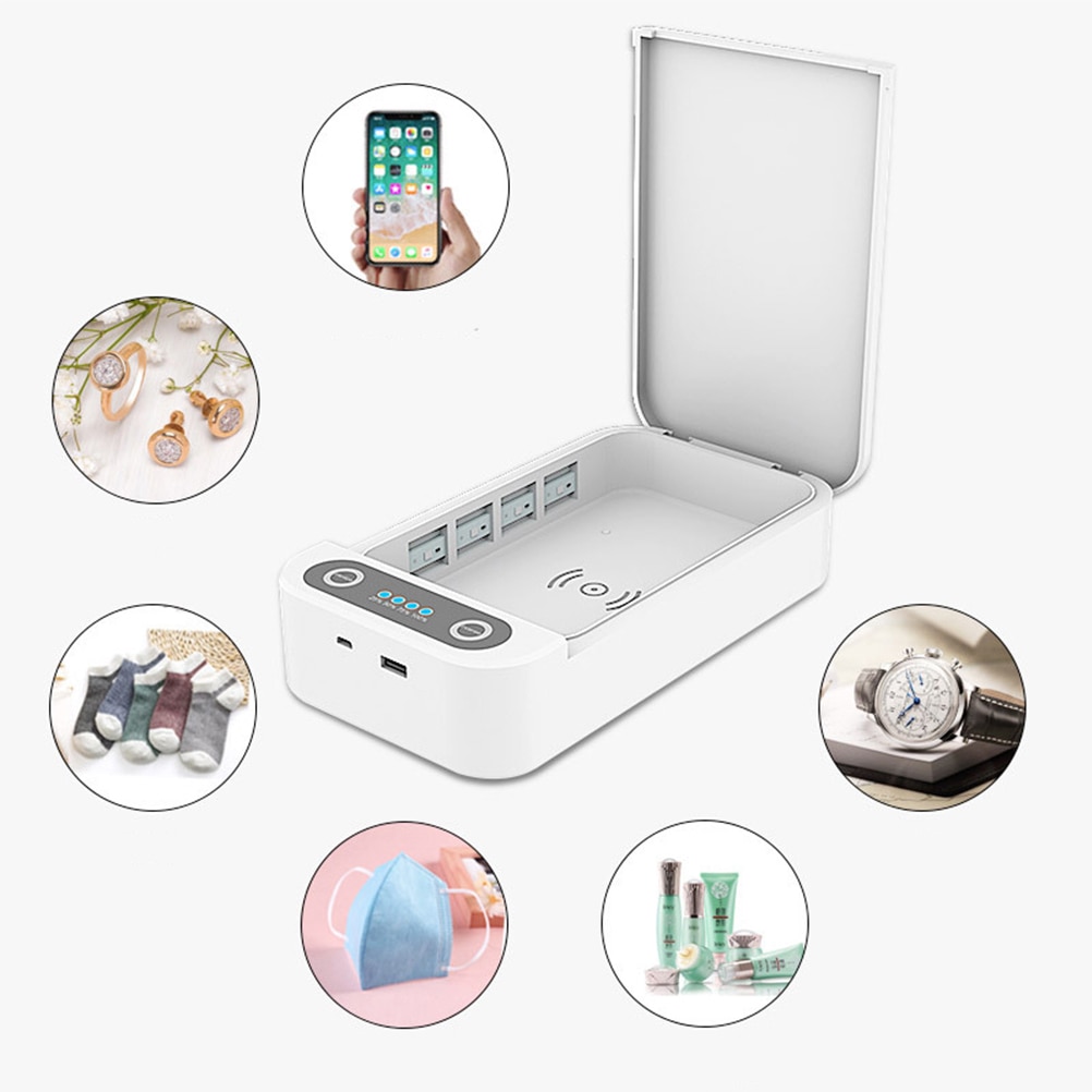 Uv-ljus steriliseringsbox mobiltelefon desinfektionsapparat bärbar 5v personliga desinficeringsmedel smycken ultraviolett klocka telefondesinfektionsfodral