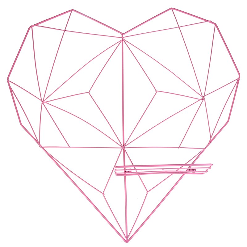 1pcs 20/35/50cm Style Metal Grid Photo Frame Wall Art Display Mesh Storage Shelf Organizer Rack Holder Home Decoration: Pink heart 50x50cm