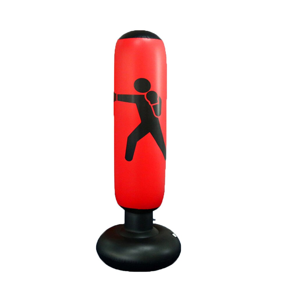 Boxing Punching Bag Vertical Inflatable Boxing Bag Thickening Boxing Pillar Tumbler Fight Column Punching Bag Fitness#0416g30: BLACK 150cm