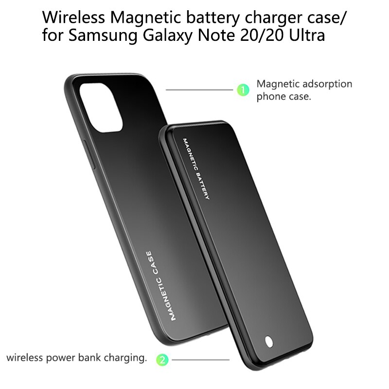 Battery Charger Case Magnetic Wireless Charger Power Bank Case for Samsung Note 20/ Note 20 Ultra Slim Phone Battery Charger
