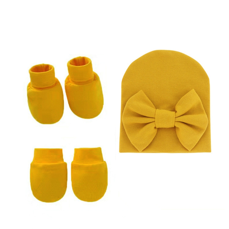 Baby Strik Hoed Geen Kras Handschoenen Voet Cover Set Zuigelingen Zachte Katoenen Wanten D5QA