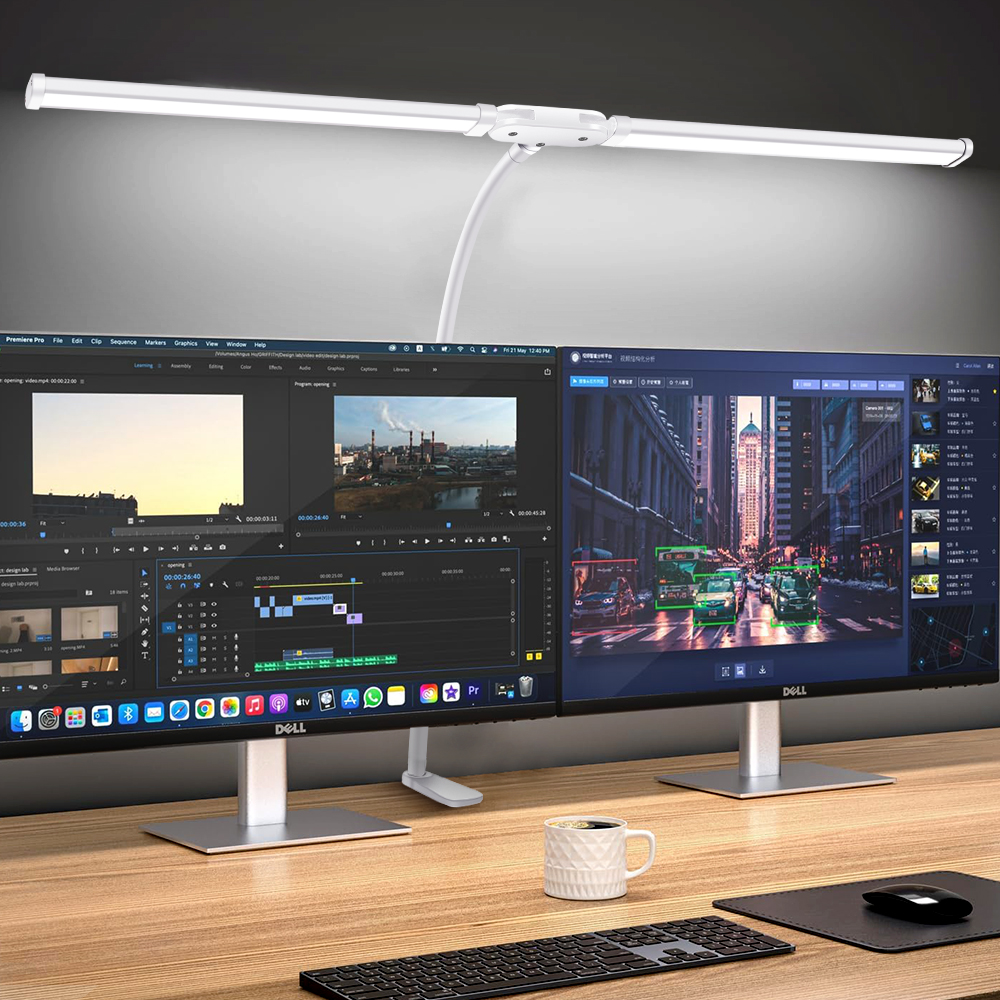 LED-bureaulamp met klem Zwenkarm Bureaulampen Oogverzorgende dimbare bureaulamp met 3 kleurmodi en 10 dimbare led-tafellampen