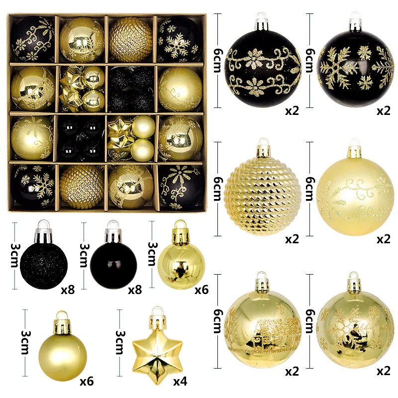 Christmas Tree Decoration 42PCS 6CM Balls Ornaments Set For Xmas Hanging Home Supplies Christmas Year Party: plum