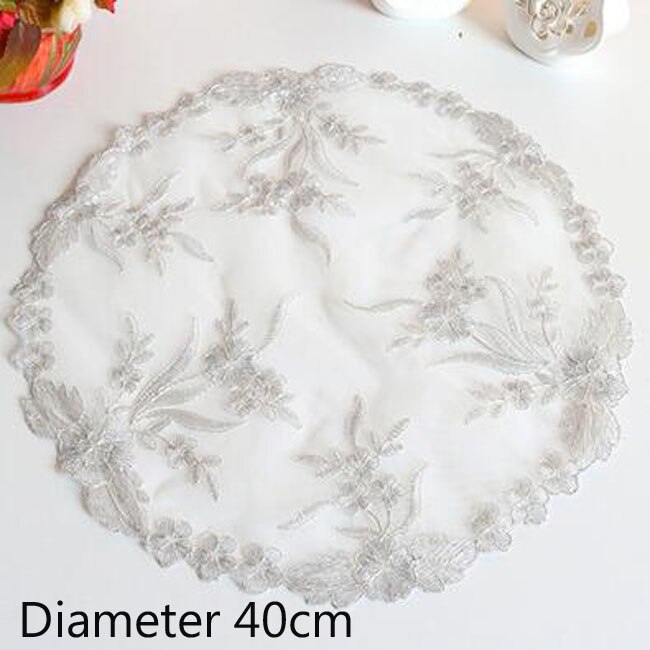 Napperon de table en dentelle 8 motifs, napperon rond de noël en tissu, tasse de mariage, dessous de verre, serviette de cuisine: Silver