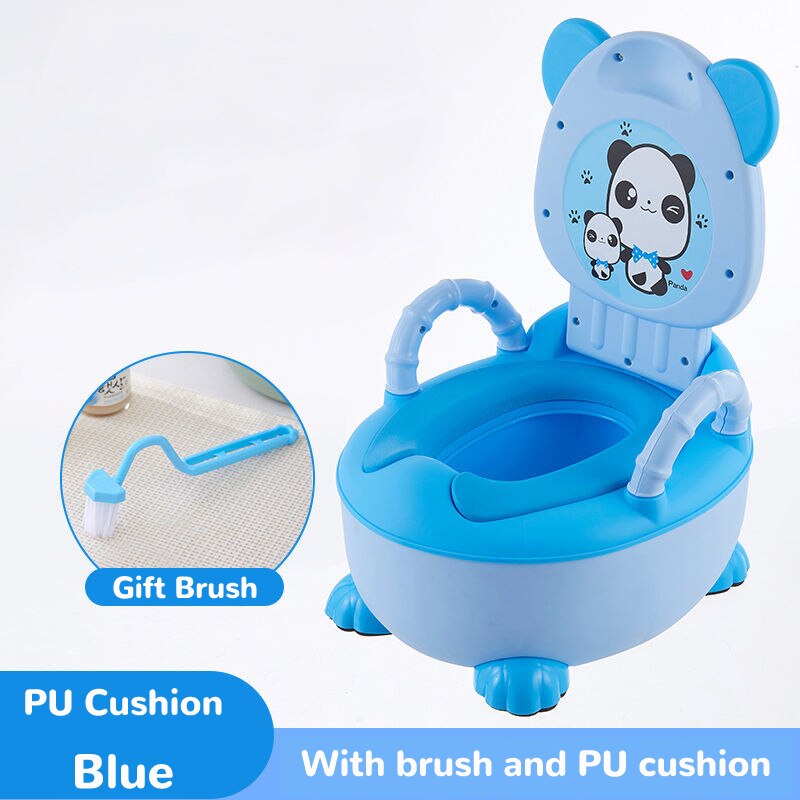 Pot de formation pour enfants et bébé en plastique,chaise siège toilette formation pour enfant bas âge, motif mignon et doux,: PU Cushion Blue