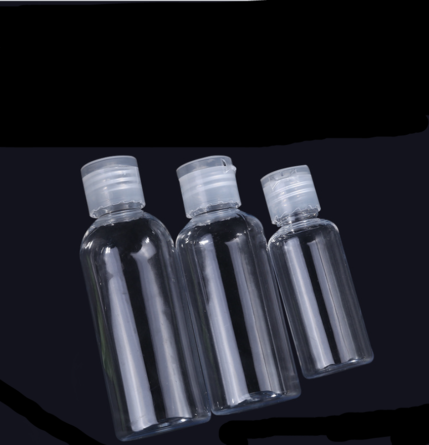 5 uds 30/50/100ML botella transparente de plástico vacía recargable con tapa abatible botellas de viaje portátiles para champú y acondicionador