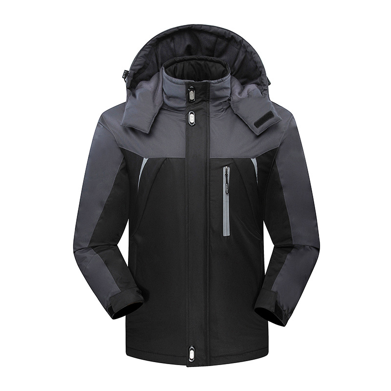 Ski Jacket Men Winter Outdoor Sports Hiking Windproof Waterproof Fleece Jackets Male Plus Size Warm Skiing Snowboarding Jackets: Black / M