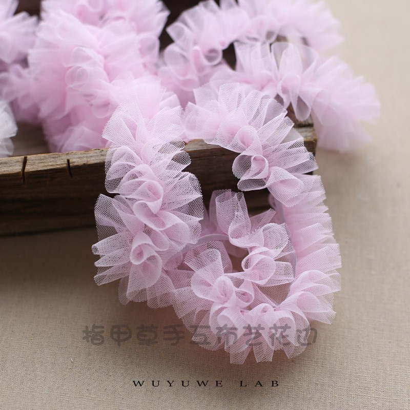 1M 5Cm Breed Wit Roze Elastische Stretch Kant Lint Versieringen Plisse Vouw Mesh Tulle Naaien Diy Ambachten Baby jurk Kledingstuk Ruche: pink 1m