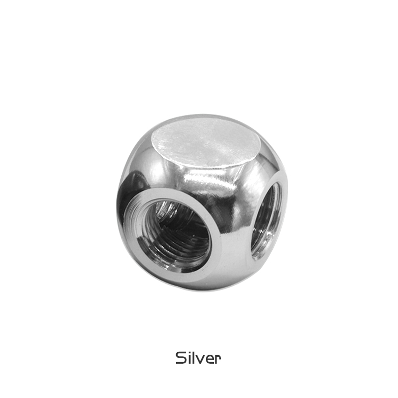 T-Splitter-T-Stück in Kugelform, 3 Wege, G1/4 x 3, Metallstecker zum Kompressionsverschraubung für PC-Wasserkühlung: RED