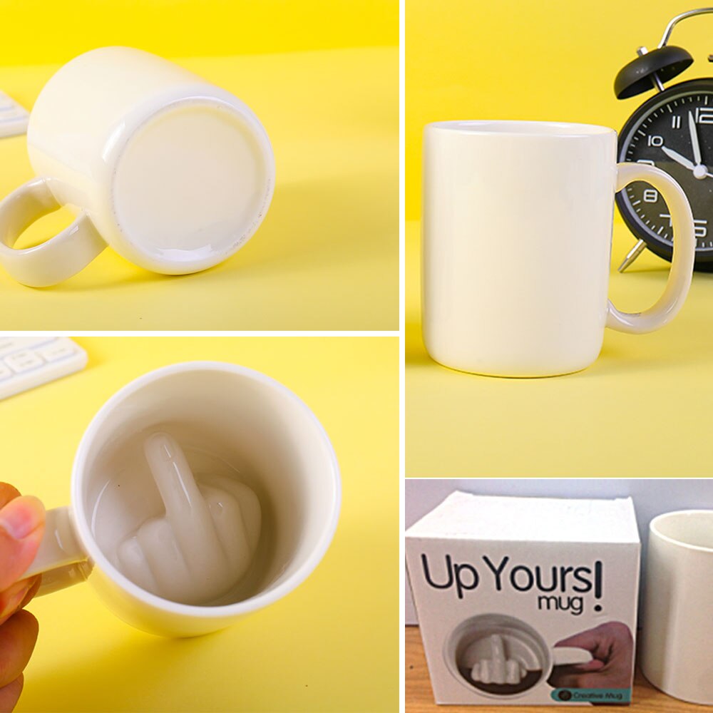 Creatieve Leuke Mok Cup Koffie Melk Cup Novelty Wit Middelvinger Stijl Mok Water Cup Grappige Keramische Mok 300ml Cup