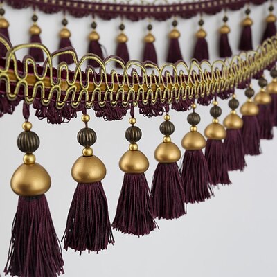 Luxe 1 M 14.5 cm Breed Gordijn Kant Accessoires Kwastje Franjes Trim Lint DIY Voor Gordijn Sofa Tafelkleed Naaien Thuis decor: Dark purple