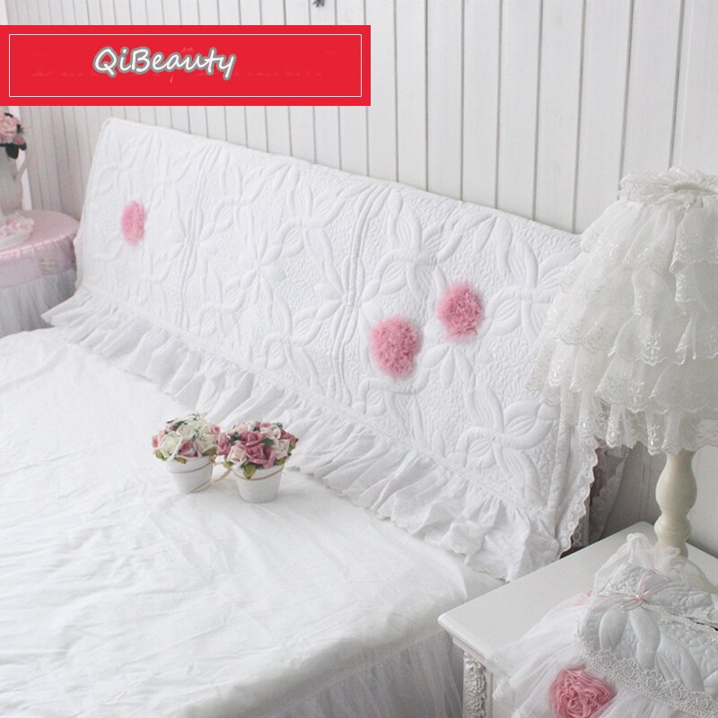 Koreaanse Stijl Stijl Elegante Schattige Prinses Stijl Zuiver Wit Roze Stereo Bloem Minimalistische Moderne Gewatteerde Bed Cover Cover