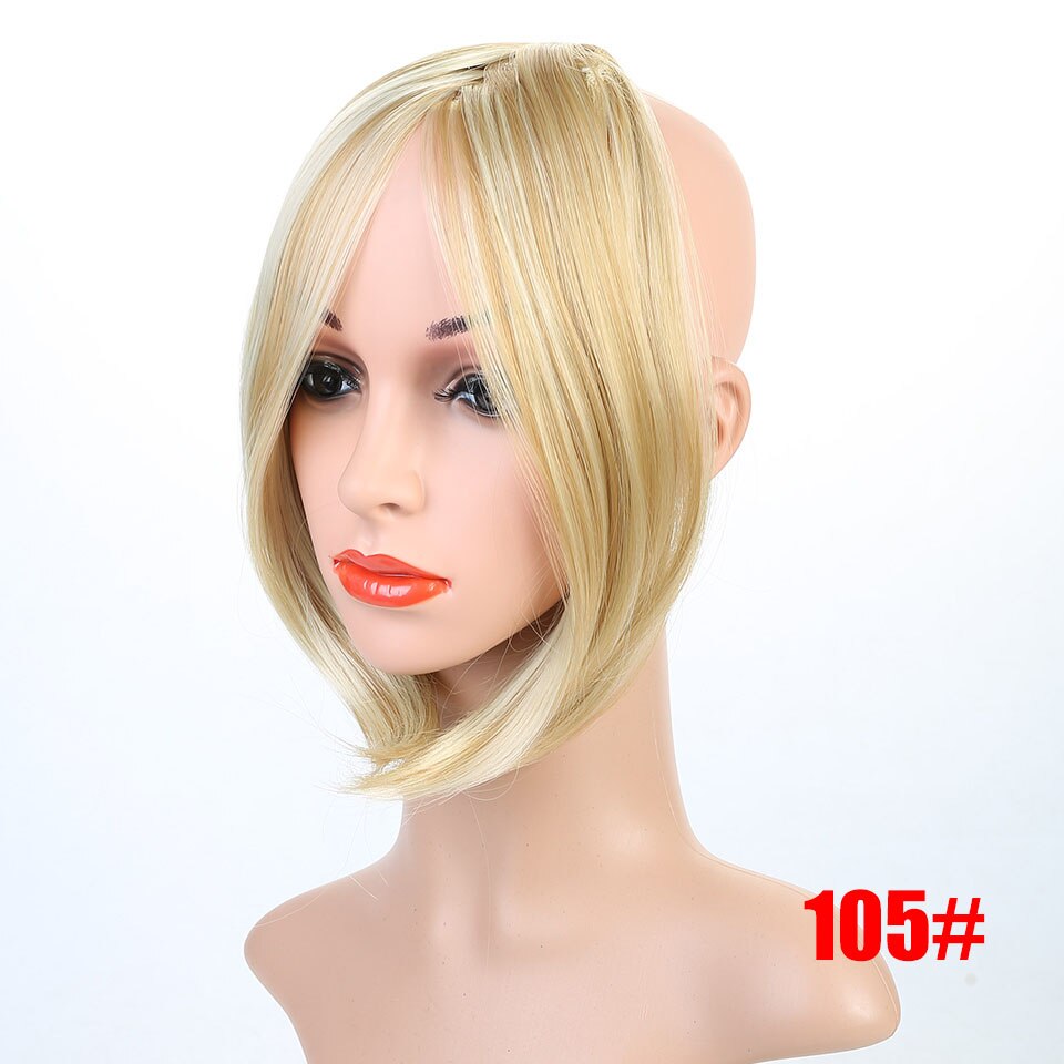 Talang naturlig pannelugg hårforlengelse på begge sider varmebestandig syntetisk pannelugg hårstykke svart rødbrun: 105