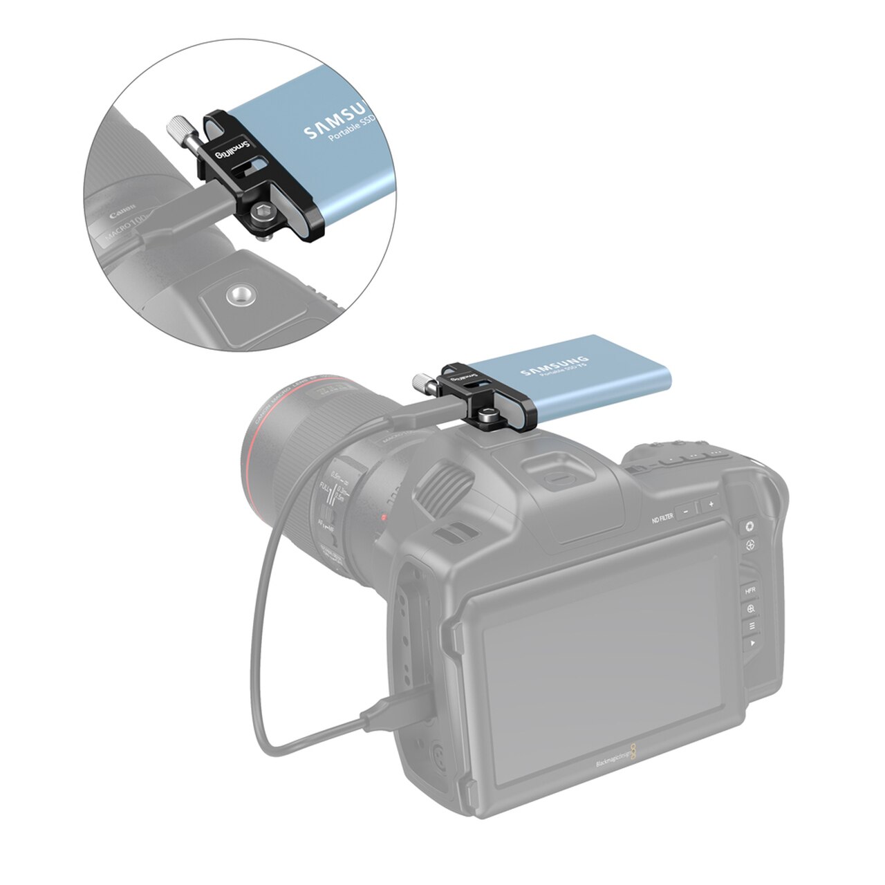 SmallRig Aluminum Alloy T5 SSD Camera Rig Mount Cable Clamp for BMPCC 6K Pro 3300