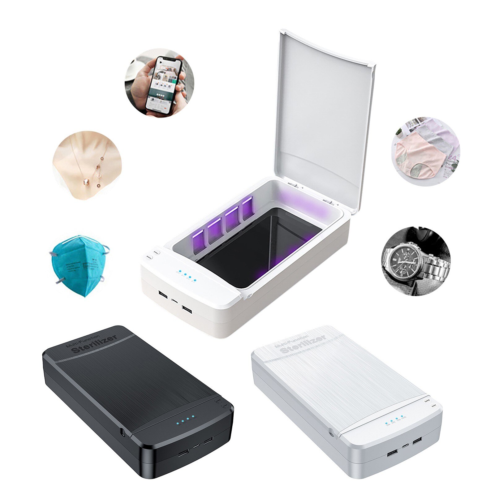 Draagbare Telefoon Sterilisator Doos Masker Make-Up Borstel Desinfectie Case Telefoon Tandenborstel Desinfectie Kiemdodende Doos Huishoudelijke Cleaner