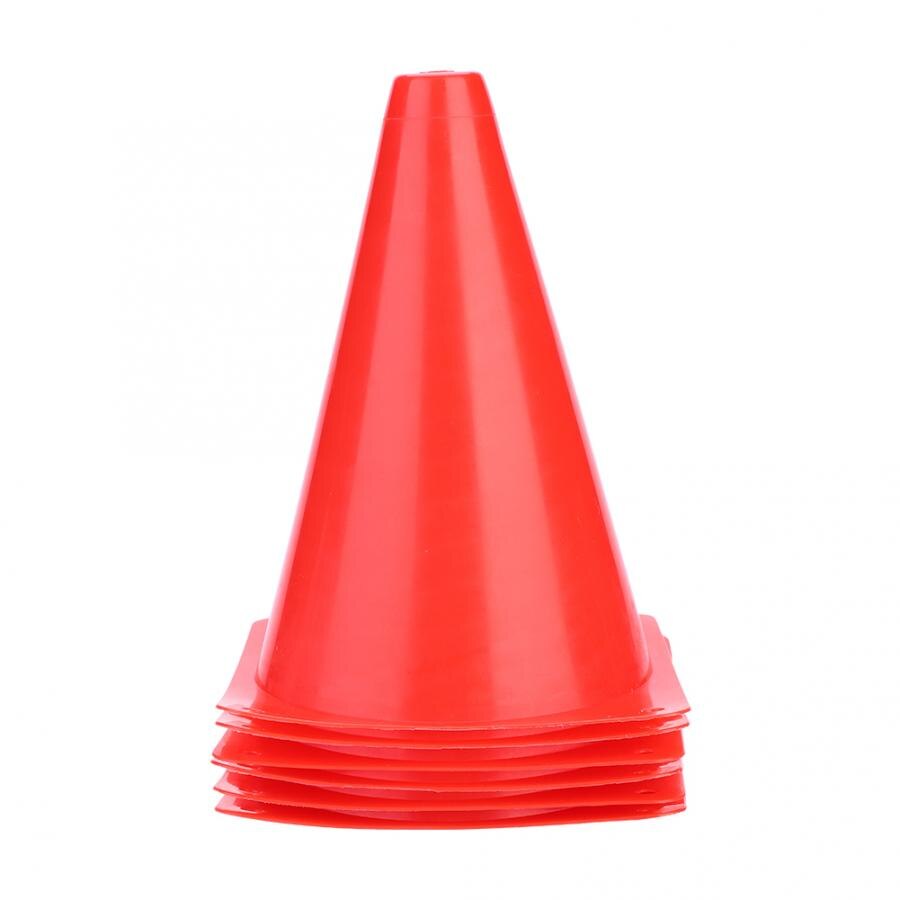 Cono de entrenamiento de fútbol de 18cm, Entrenamiento de fútbol, barreras de fútbol, marcador de plástico, accesorio, equipo de entrenamiento, 6 uds.: Rojo