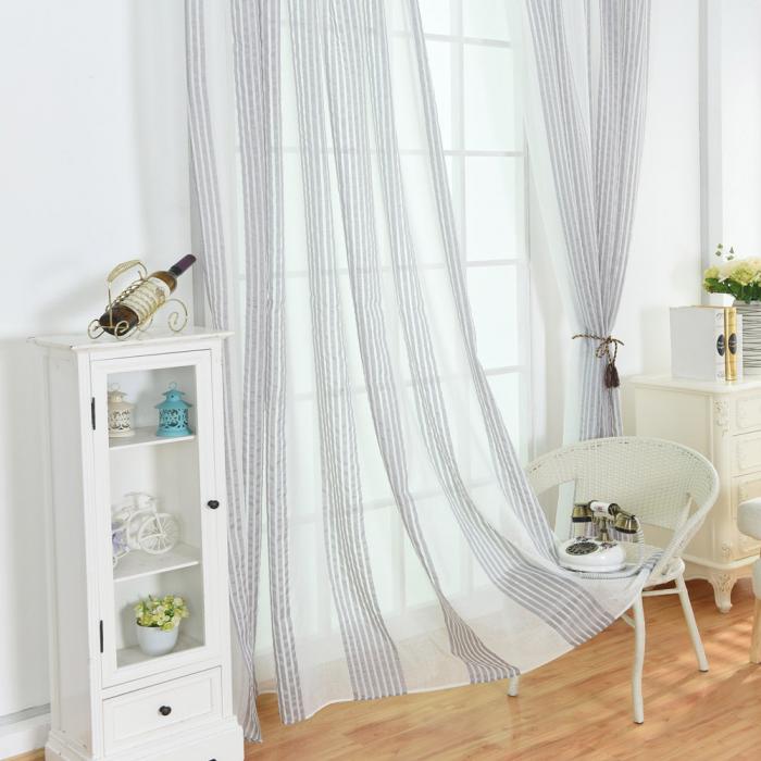 Écharpe de panneau pur de balcon en gaze | Beau rideau uni doux Simple rayé pour chambre à coucher, porte fenêtre de décoration de la maison https://www.aliex
