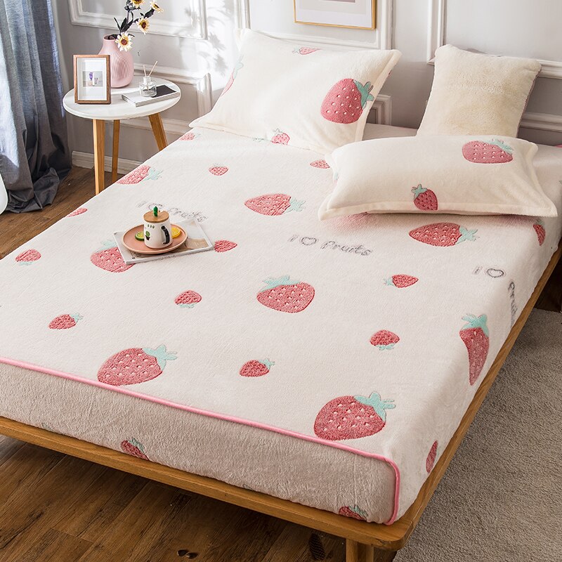 Łóżko z koralowym polarem zimowe pogrubione dwustronne flanelowe narzuty Wszystko-włącznie antypoślizgowe pokrowce ochronne na materac Simmons