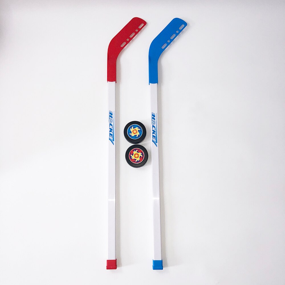 4 stk / sett barn barn vinterhockey stick treningsverktøy plast 2 x pinner 2 xball vintersport leketøy passer i 3-12 år: Rød 84cm