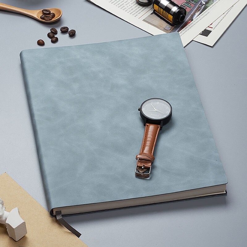 B5 A4 Large Super Thick Notebook Soft Leather Surface Reading Horizontal Line Diary Business Office Work Meeting Record Notepad