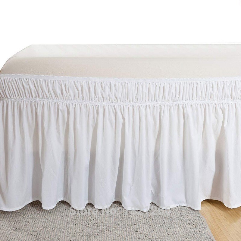 Falda de cama de color sólido de 160x200cm, camisas de cama blanca sin banda elástica de superficie, falda individual de cama fácil de poner y quitar de la cama