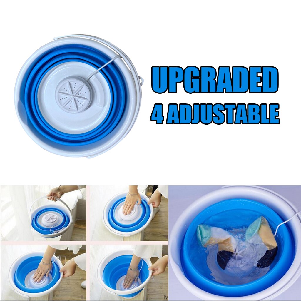Mini Portable Washing Machine UPGRADED Folding Laundry Machine Convenient: Blue 4 Gear