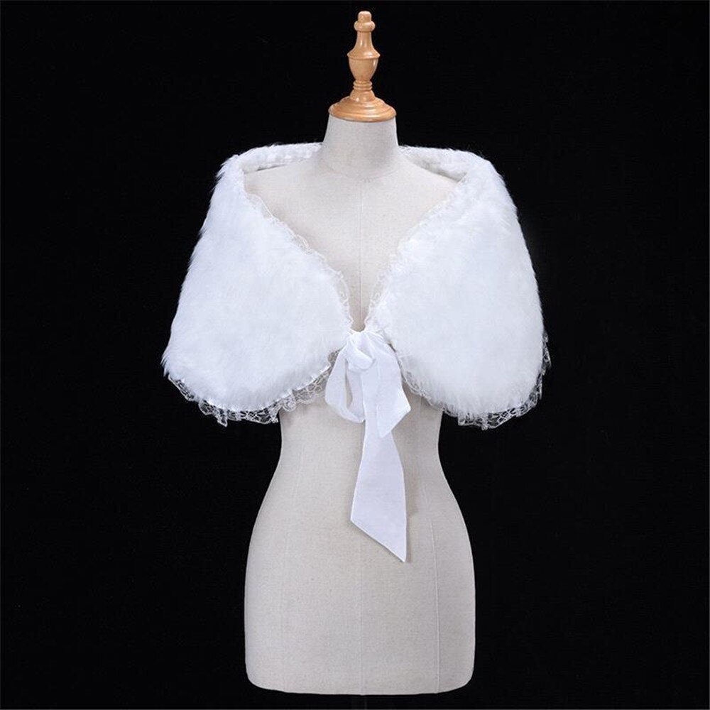 Robe de mariée en fausse fourrure pour femme, couleur ivoire blanc, manteau, châle, Cape, accessoires de mariage, automne hiver: 1272 as photo
