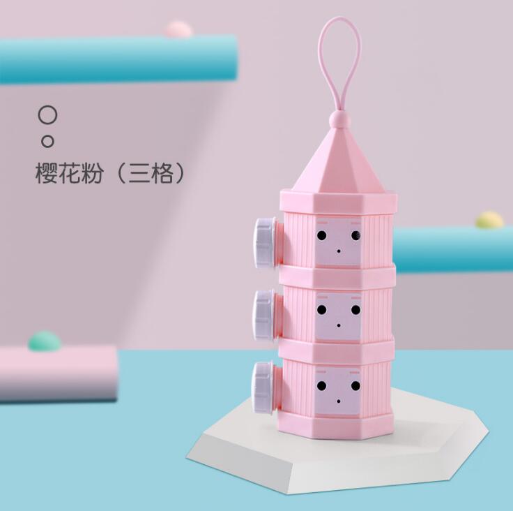 3 layer 4 layer Portable Baby Food Storage Box Cartoon Milk Powder Boxes Toddle Kids Formula Milk Container: 3 layer pink