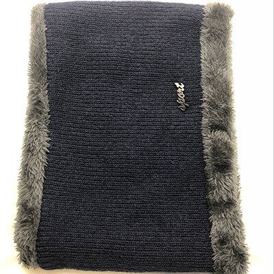 Gestrickte Männer Frauen Winter Mützen Hüte Sturmhaube Vlies Schädel Erreichte Kappen Schal Gesicht Maske Wolle Warme Skullies Gorros: Marine 1