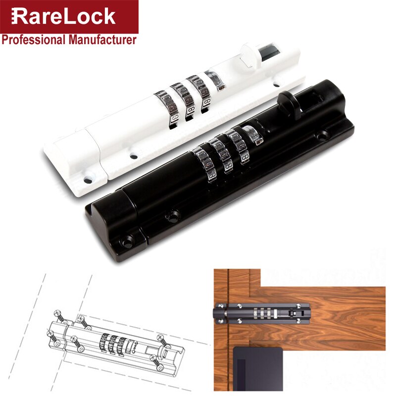Combination Door Latch Lock 3 Digit Password Sliding Bolt for Storage Jewelry Box Cabinet Gym School Locker Rarelock MS550 I
