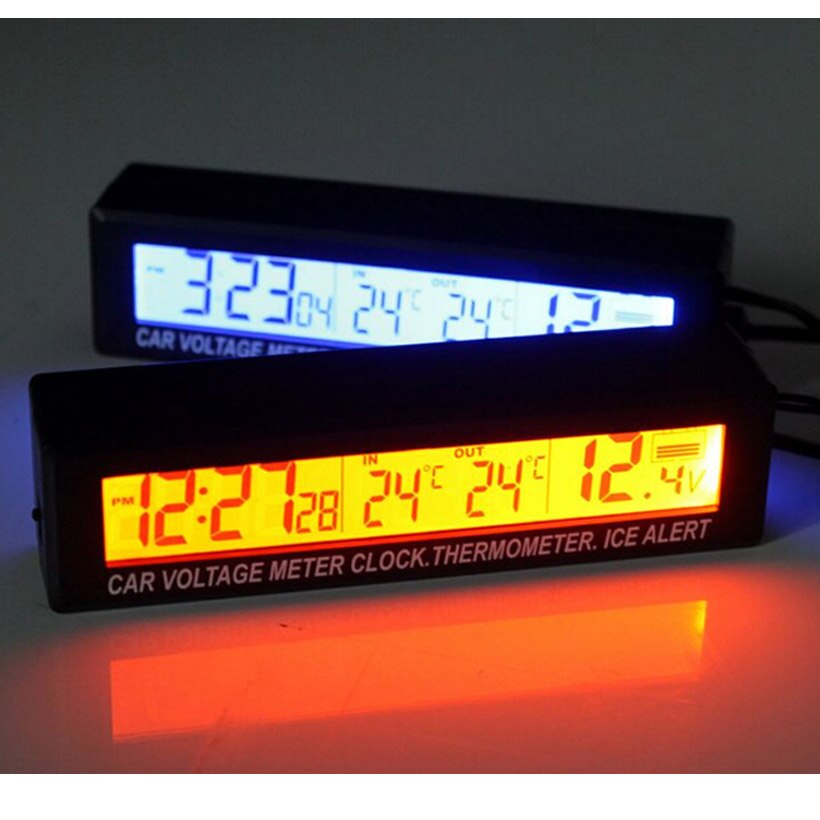 3in1 Digitale LCD Klok Screen auto auto voertuig tijd klok thermometer voltage voltmeter