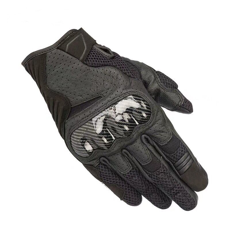 SMX-1 de carreras de Motocross Alpine Air V2, guantes de cuero con ventilación para Moto Gp, resistentes a caídas, con pantalla táctil: Negro / M
